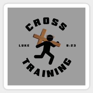 Cross Training from Luke 9:23, black text Sticker